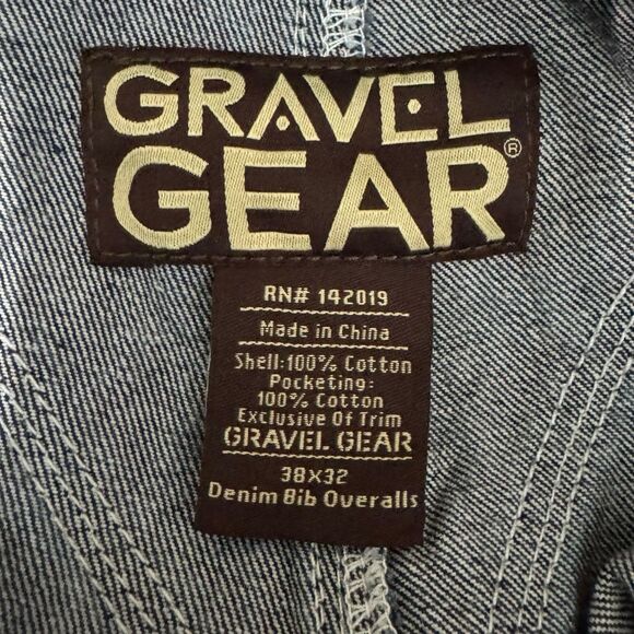 Gravel Gear Mens Size 38x32 Blue Denim Bib Overalls Carpenter Workwear Cotton - Picture 15 of 16